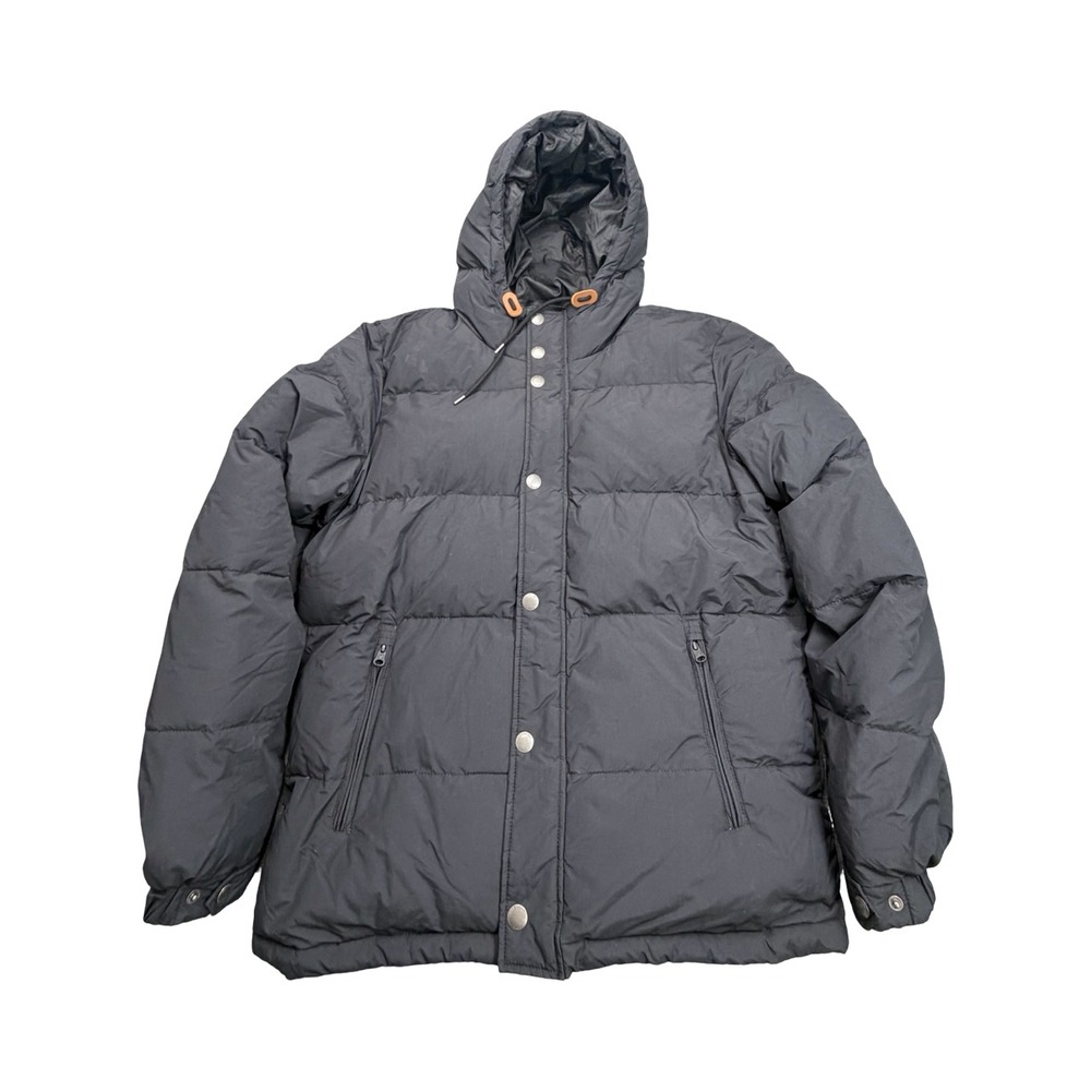 American Eagle Puffer Jacket Mens M Black Down Fill Hooded Quilted Winter Coat
